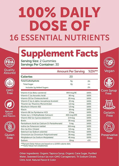 Lunakai Vitamin B12 and Women's Multivitamin 3000mcg Methylcobalamin 100% Daily 16 Essential 30 Days