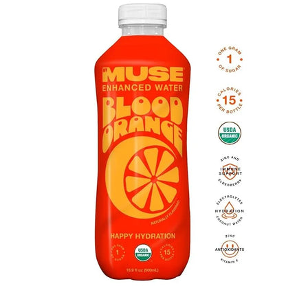 MyMuse Organic Enhanced Flavored Water, Variety Pack, 16.9 Fl Oz Bottle (12 pack), 1G of Sugar, Immune Support with Zinc &...
