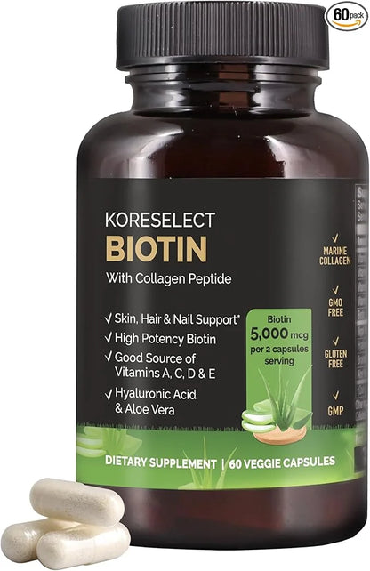Biotin Collagen Capsules 5000mg, with B7 60 Capsules