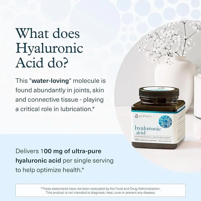Youtheory Hyaluronic Acid Advanced Formula - Joint Support Supplement with Boswellia Extract* - Skin Health Supplement - D...
