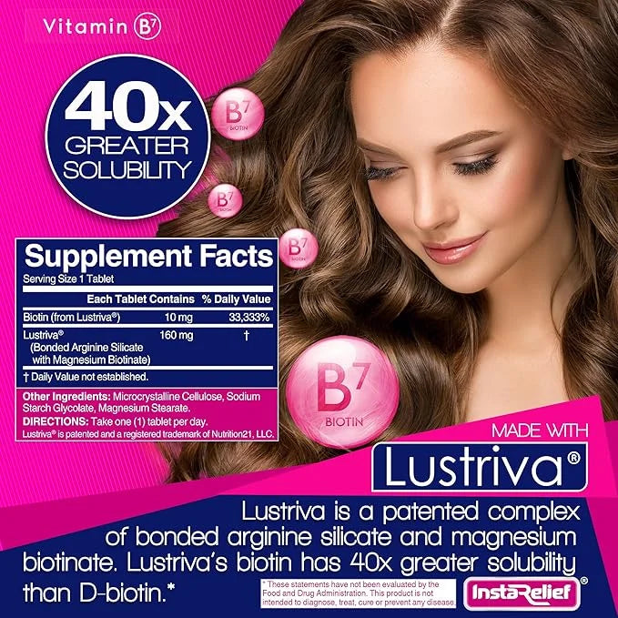 InstaRelief® Hair Growth with Lustriva® 3 Weeks, 60 Tablets