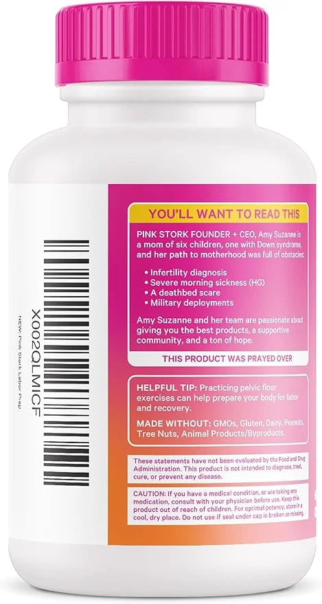 Pink Stork Labor Prep - Evening Primrose Oil Capsules with Red Raspberry Leaf Tea, Gentle Birth & Postpartum Care, Third T...
