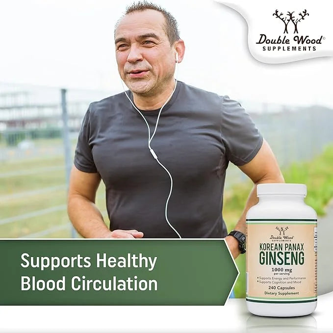 Ginseng Capsules (Korean Red Ginseng Extract, 10% Ginsenosides) (4 Month 240 Vegan 1,000mg per