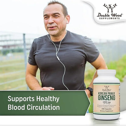 Ginseng Capsules (Korean Red Ginseng Extract, 10% Ginsenosides) (4 Month 240 Vegan 1,000mg per