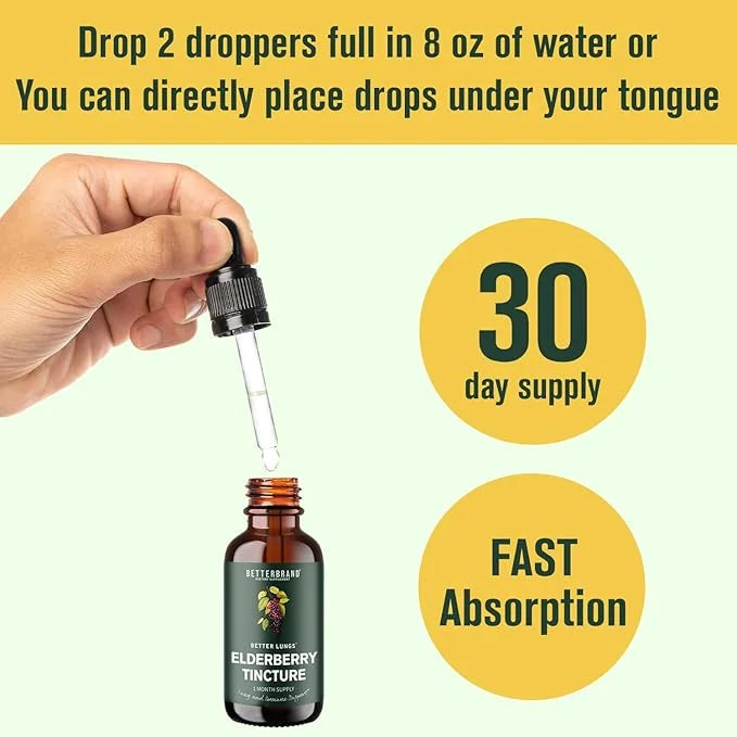 Betterbrand BetterLungs Elderberry Tincture Dietary Supplement (30 Day)