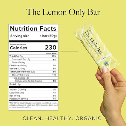 Truvani Plant Based Snack Bars | Lemon Bar 1 Pack | 6g Protein | USDA Organic and Vegan | The Only Bar | Dairy, Soy, and G...