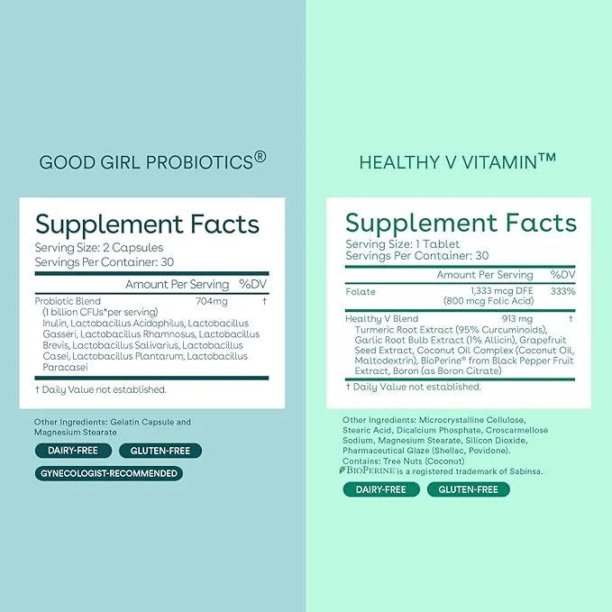 Love Wellness Good Girl Probiotics & Women's Healthy V Vitamin | Women's Vaginal Health Supplement | Vaginal Probiotics fo...