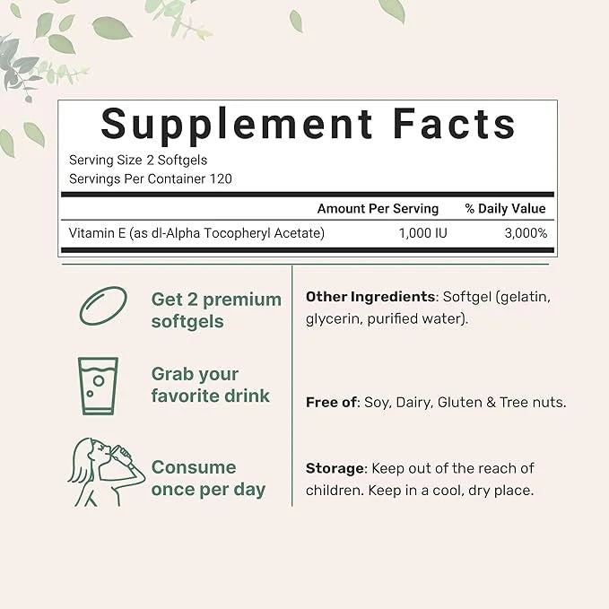 Micro Ingredients Vitamin E 1000 IU, 240 Softgels | Pure Vitamin E Oil Pills | Antioxidant Supplements for Skin, Face, & I...