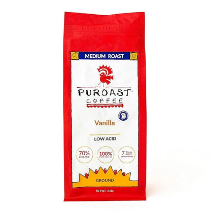 Puroast Low Acid Coffee Ground | Vanilla Blend Ground | Medium Roast | High Antioxidants & High pH |No Bitter Aftertaste |...