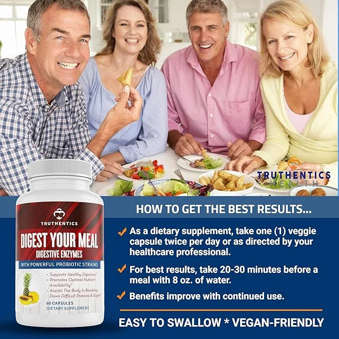 Digestive Enzymes Plus Probiotics with Bromelain, 60 Capsules