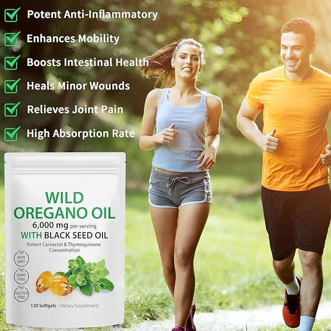Oil of Oregano Softgels,Wild Oregano Oil 6,000mg with 200mg Capsules, 120 Count,