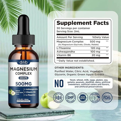 Triple Magnesium Complex Supplement-Magnesium Glycinate, Citrate, 500mg with B6 for