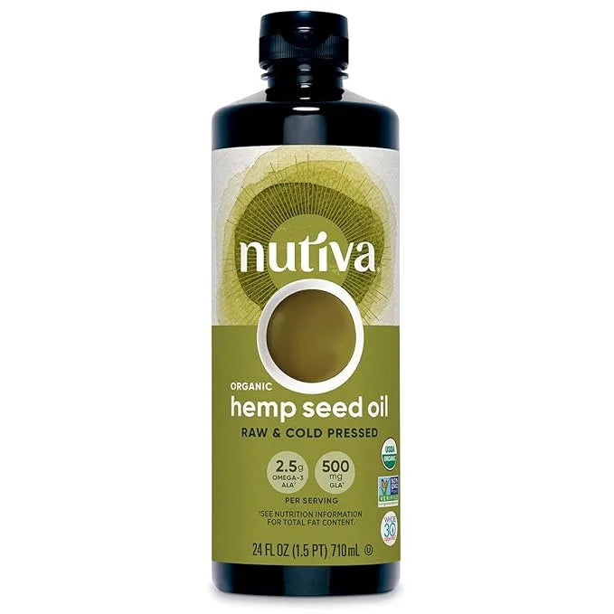 Nutiva Organic Cold-Pressed Unrefined Raw Hemp Seed Oil, 24 Ounce, USDA Organic, Non-GMO, Whole 30 Approved, Vegan, Gluten...