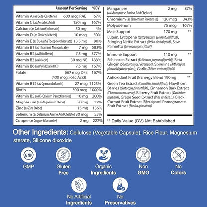 Multivitamin for Men B12, Zinc, 1