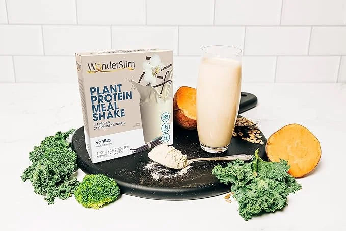 WonderSlim Plant Based Meal Replacement Shake, Vanilla, 15g Protein, Keto Friendly & Low Carb, Low Sugar, Gluten, Soy, & D...