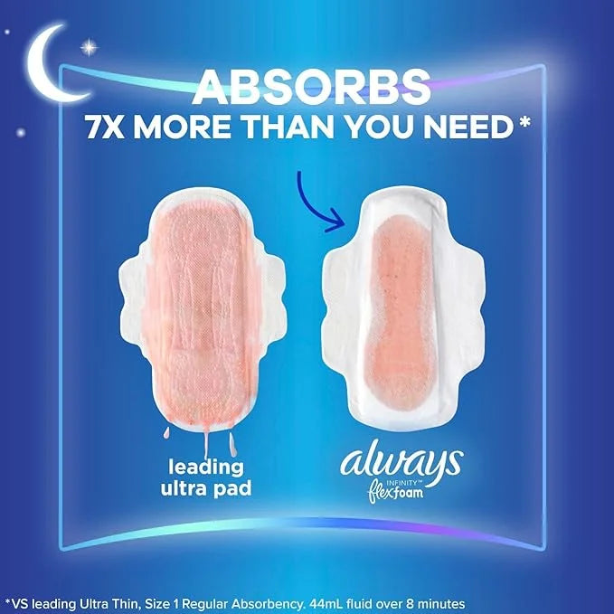 Always Infinity Feminine Pads for Women, 5 Extra 30 Count