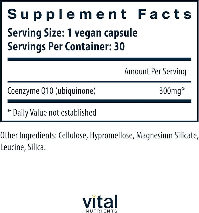 Vital Nutrients CoQ10 300mg Q10 to 30 Capsules