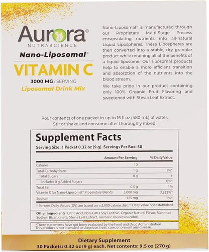 Aurora Nutrascience, Nano-Liposomal Vitamin C, Vitamin 3,000 mg