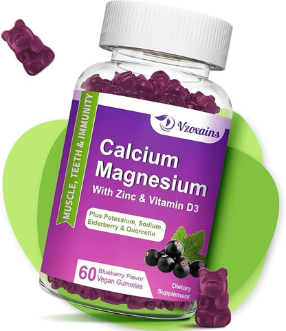 High Absorption Calcium Magnesium Zinc Gummies, D3 for 60 Cts