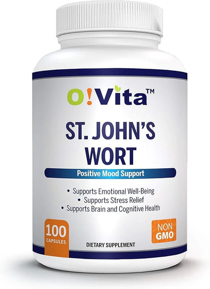 St. John's Wort 500mg (Capsules), Positive 100 Non-GMO 100-day Supply