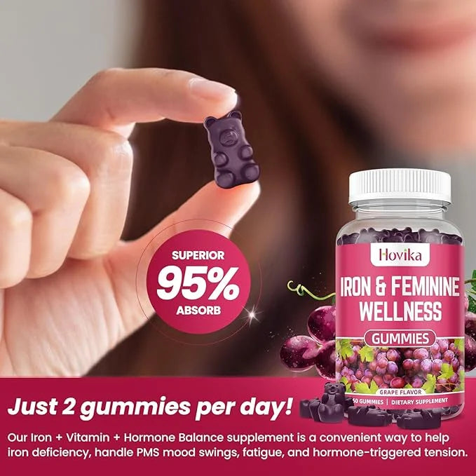 Iron & Hormone Balance for Women Gummies, 40mg Iron Supplement Anemia with multivitamin for Women, Zinc, Selenium, Iodine ...