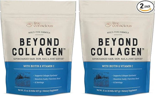 Live Conscious Beyond Collagen Multi Collagen Powder 15oz (2-Pack) (2-Pack)