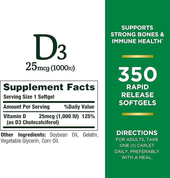 Nature's Bounty Vitamin D3 1000 IU 350 Ct