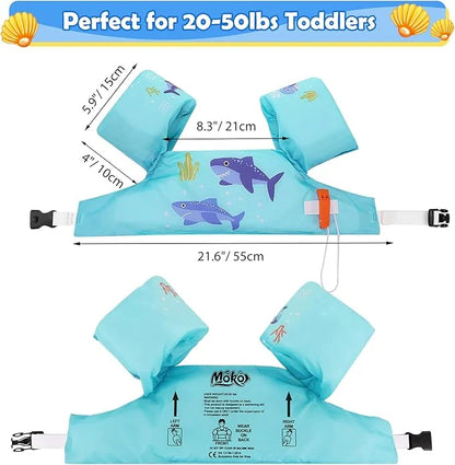 Moko Toddler Swim Vest for Kids, 20-50 lbs/22-66 lbs Clearance Swim Arm Band Cartoon Swimming Wings Pool Float Vests Sleev...