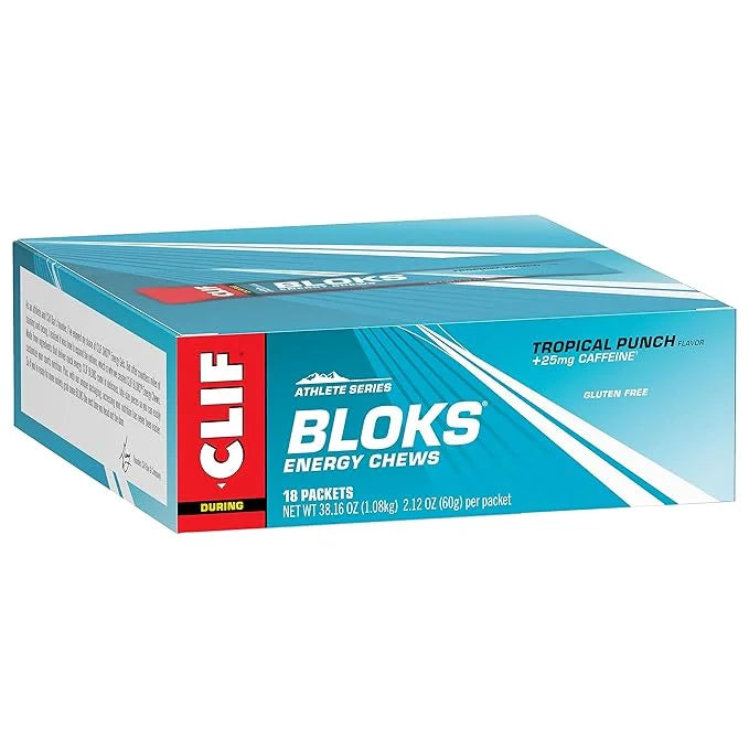 CLIF BLOKS - Tropical Punch Flavor with Caffeine - Energy Chews - Non-GMO - Plant Based - Fast Fuel for Cycling and Runnin...