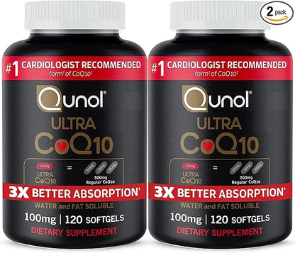 Qunol Ultra CoQ10 100mg Softgels- 3x Q10 Vitamins 8 Month 120 Count 2)