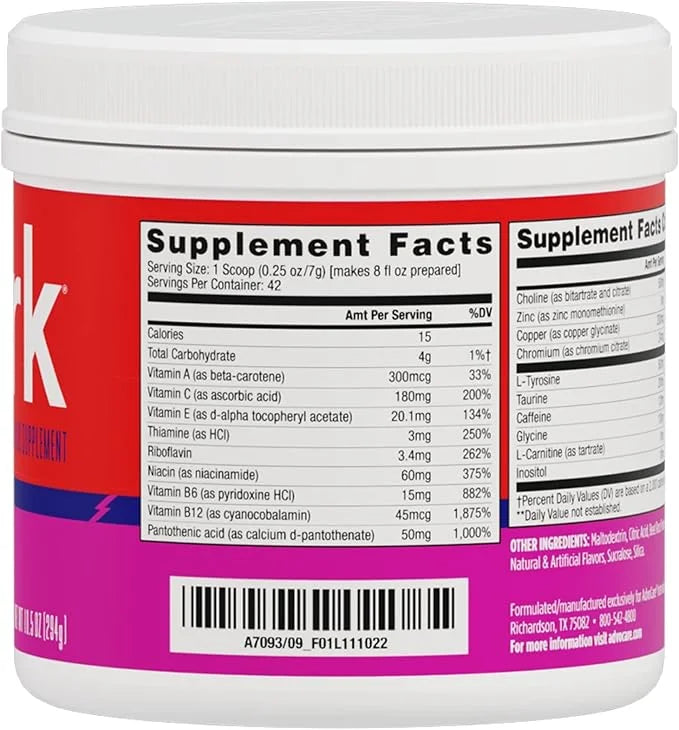 AdvoCare Spark Vitamin & Amino Acid Supplement - Focus & Energy Drink Powder Mix with Vitamin A, B-6, C & E - Also Include...