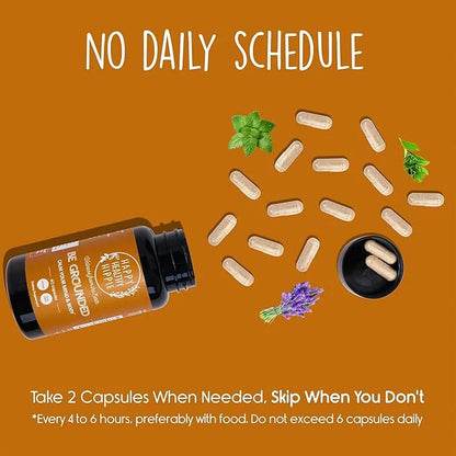 Happy Healthy Hippie Be Grounded Stress Relief Supplement – Lavender Pills | Promotes Calmness & Relaxation | Quick Acting...
