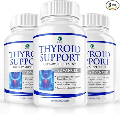 Thyroid Support Supplement for Women and Men 3 Pack 90 Days B12 Complex,