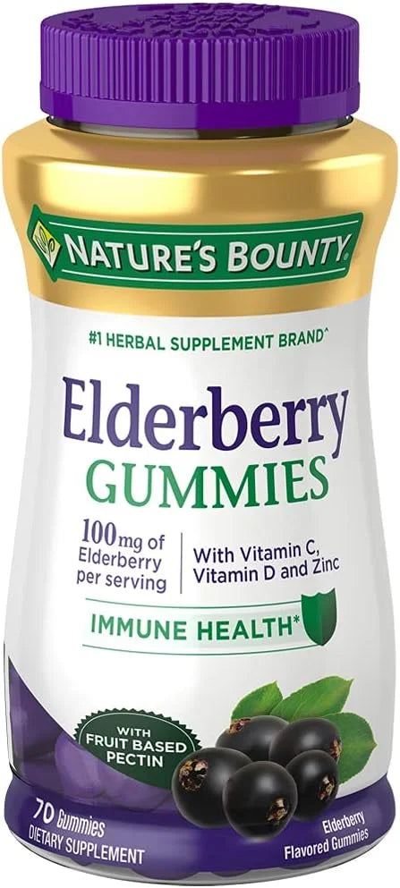 Nature's Bounty Elderberry Gummies, Dietary Supplement, 100 mg, 70 Gummies