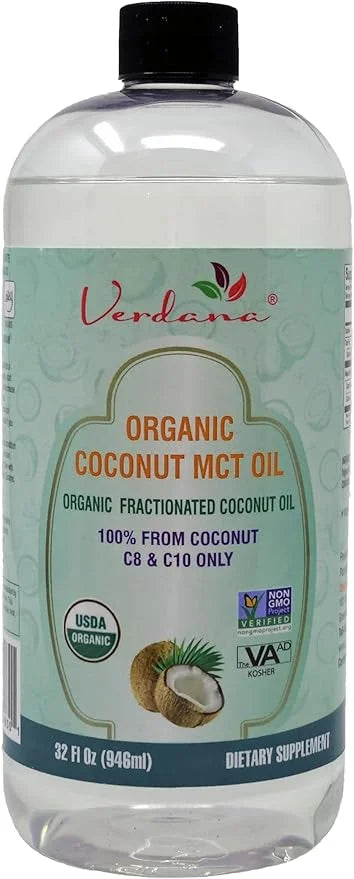 Verdana USDA Certified Organic Coconut MCT Oil –Fractionated Coconut Oil – No Palm Kernel Used – Kosher, Food Grade, Non-G...