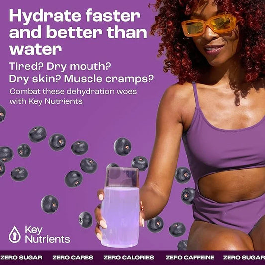 KEY NUTRIENTS Multivitamin Electrolytes Powder Packets - Delicious Acai Berry 40 Pack Hydration Packets - Travel Hydration...