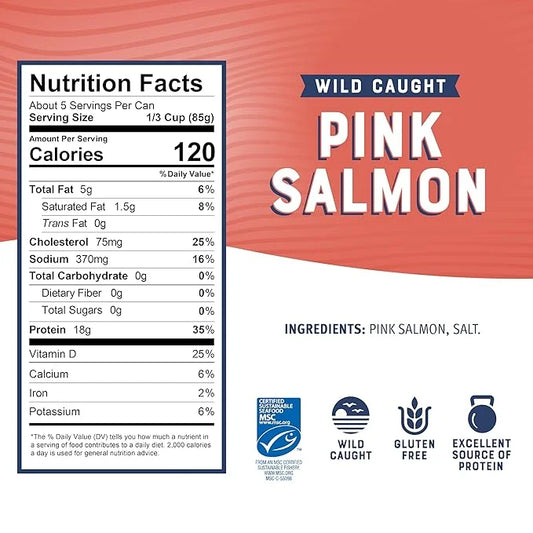 Bumble Bee Canned Pink Salmon, 14.75 oz Can - Premium Wild Caught Salmon with Skin & Bones - 18g Protein per Serving - MSC...