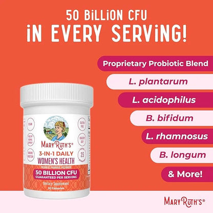 MaryRuth Organics 3-in-1 Daily Health Probiotics for Women | Clinically Tested | Hormone Support & Gut Health Supplement |...