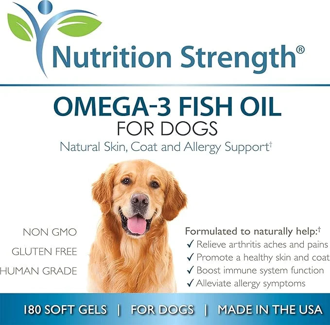 Omega 3 Fish Oil Soft Gels for Dogs with EPA & DHA Fatty Acids for Heart, Skin, Coat & Allergy Support, Hip & Joint & Arth...