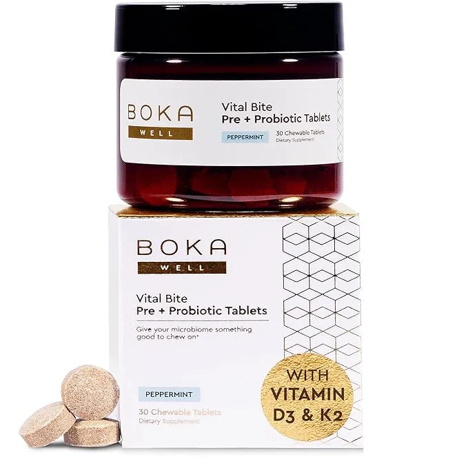 Boka Vital Bite Oral Pre + Probiotics - Sugar-Free Nut-Free Chewable Dental Probiotics for Teeth and Gums with BLIS K12, V...