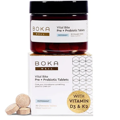 Boka Vital Bite Oral Pre + Probiotics - Sugar-Free Nut-Free Chewable Dental Probiotics for Teeth and Gums with BLIS K12, V...