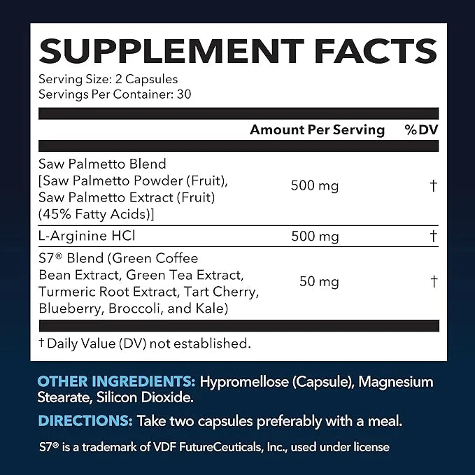 Saw Palmetto 500mg and L-Arginine 500 mg - Prostate Health and Nitric Oxide Supplements for Men - 60 Count - Urinary Funct...