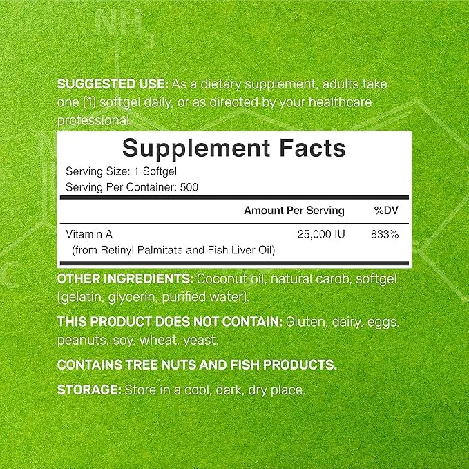 DEAL SUPPLEMENT High Potency Vitamin A 25000 IU, 500 Coconut