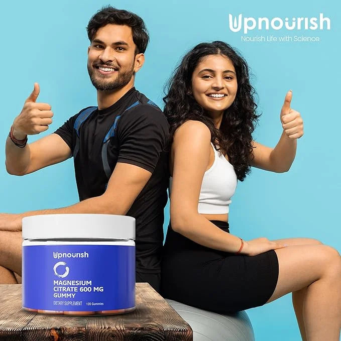 UpNourish Magnesium Gummies for Adults & Kids Magnesium Citrate Gummies 600mg, Calm Supplement for Muscle Relaxation, Bone...