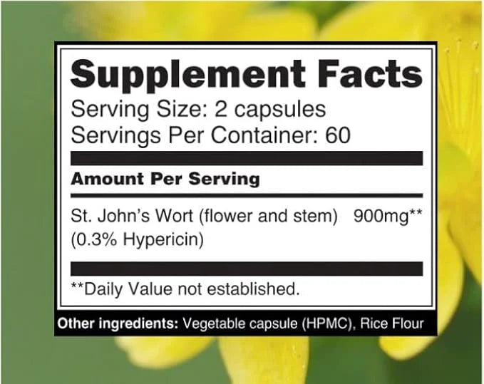 St Johns Wort 900mg-Mood Support Supplement*-Calm Supplements*-120 Vegetable Capsules(2 Month Supply),450mg of Perforatum)...