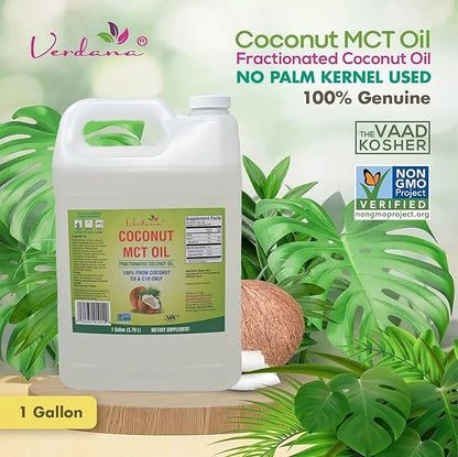 Verdana MCT Oil, Fractionated, 100% from Coconut - 1 Gallon - Kosher Food Grade, Vegan, Non-GMO - Great for Keto and Paleo...