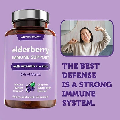 Vitamin Bounty Elderberry Immune Support 5-in-1 Blend, 60 Capsules, 2 Pack