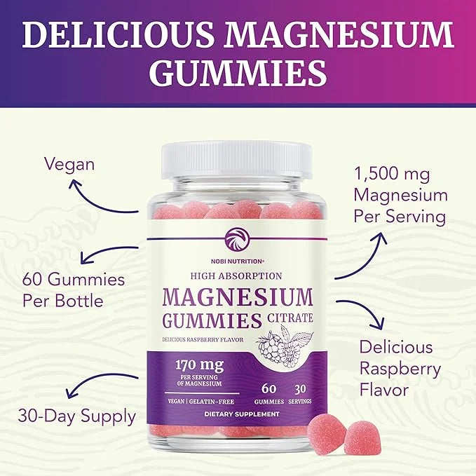 Magnesium Citrate Gummies | Extra Strength for Calm, Relaxation & Digestion | High Absorption Magnesium Gummies for Adults...