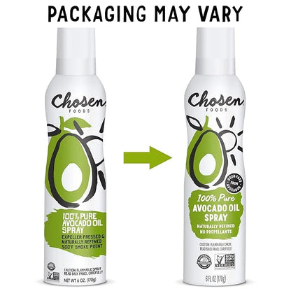 Chosen Foods 100% Pure Avocado Oil Spray, Keto and Paleo Diet Friendly, Kosher Cooking Spray for Baking, High-Heat Cooking...