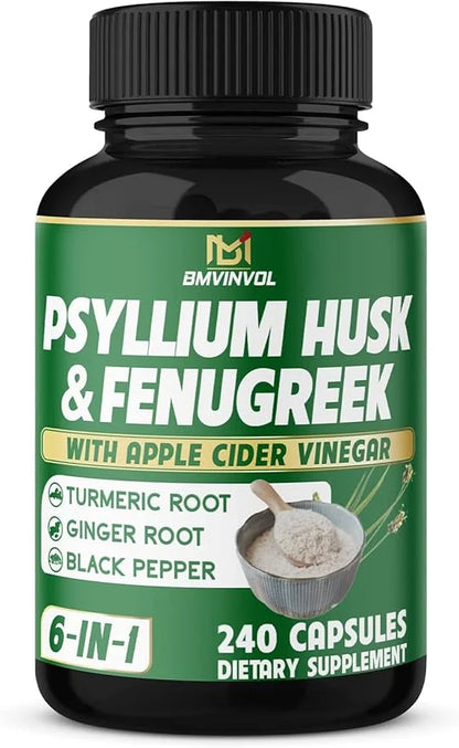 BMVINVOL Psyllium Husk Fiber Supplement 240 Capsules